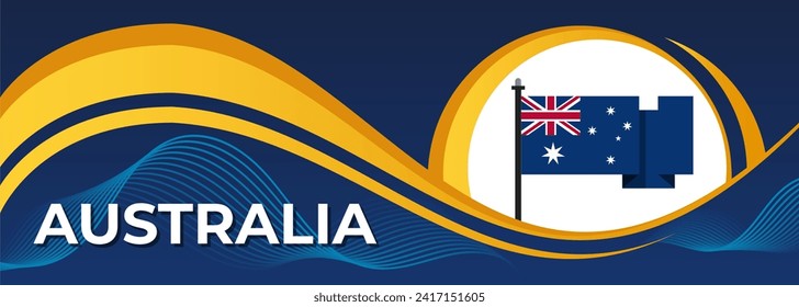 National day of australia, Australia day banner design for 26 january Abstract banner for red and blue colors. Australia graphics design, Australian flag theme with landmark background