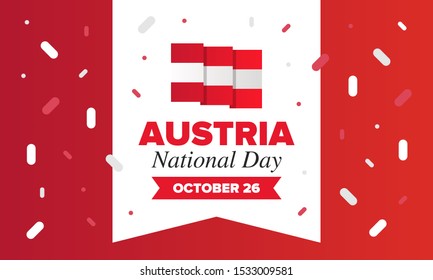 National Day in Austria. National happy holiday, celebrated annual in October 26. Austria flag. Patriotic elements. Poster, card, banner and background. Vector illustration
