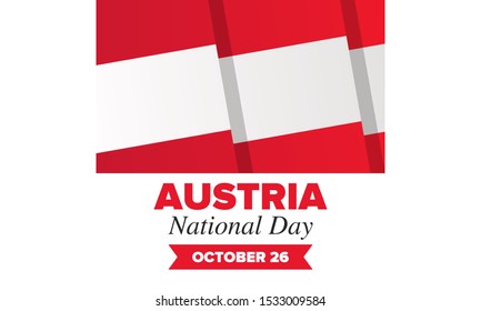 National Day in Austria. National happy holiday, celebrated annual in October 26. Austria flag. Patriotic elements. Poster, card, banner and background. Vector illustration