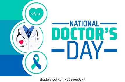 National Doctor’s Day background banner or poster design template. observed every year in March. Holiday concept. Use to any Template, card, poster, placard, template.