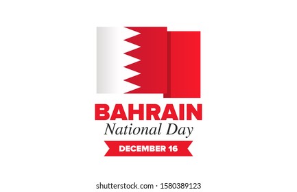 National Day in Bahrain. National happy holiday, celebrated annual in December 16. Bahrain flag. Patriotic elements. Poster, card, banner and background. Vector illustration