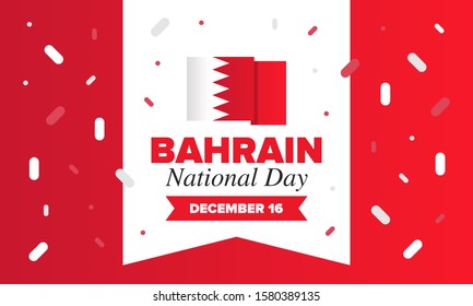 National Day in Bahrain. National happy holiday, celebrated annual in December 16. Bahrain flag. Patriotic elements. Poster, card, banner and background. Vector illustration