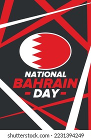 National Day in Bahrain. National happy holiday, celebrated annual in December 16. Bahrain flag. Patriotic elements. Poster, card, banner and background. Vector illustration