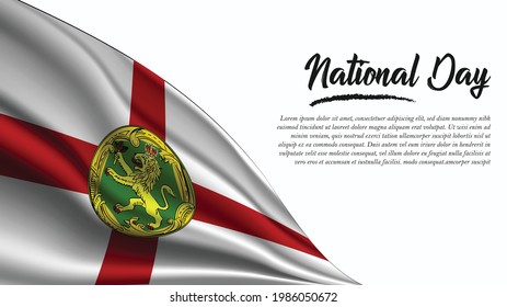 National Day Banner with Alderney Flag background. It will be used for Poster, Greeting Card. Vector Illustration.