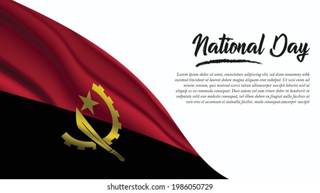 National Day Banner with Angola Flag background. It will be used for Poster, Greeting Card. Vector Illustration.