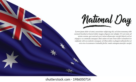 National Day Banner with Australia Flag background. It will be used for Poster, Greeting Card. Vector Illustration.