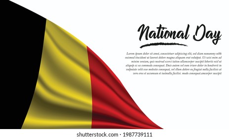 National Day Banner with Belgium Flag background. It will be used for Poster, Greeting Card. Vector Illustration.