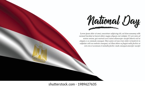 National Day Banner with Egypt Flag background. It will be used for Poster, Greeting Card. Vector Illustration.