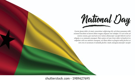 National Day Banner with Guinea Bissau Flag background. It will be used for Poster, Greeting Card. Vector Illustration.