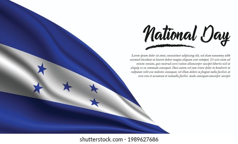 National Day Banner with Honduras Flag background. It will be used for Poster, Greeting Card. Vector Illustration.