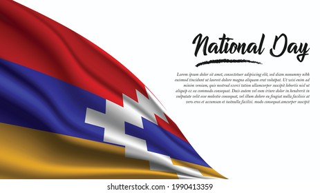 National Day Banner with Nagorno Karabakh Flag background. It will be used for Poster, Greeting Card. Vector Illustration.