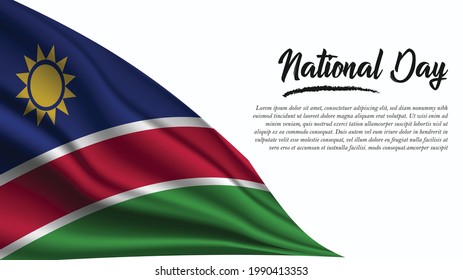 National Day Banner with Namibia Flag background. It will be used for Poster, Greeting Card. Vector Illustration.