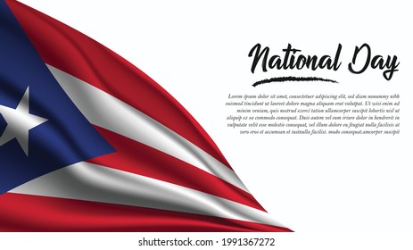 National Day Banner with Puerto Rico Flag background. It will be used for Poster, Greeting Card. Vector Illustration.
