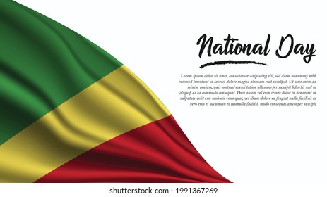 National Day Banner with Republic of the Congo Flag background. It will be used for Poster, Greeting Card. Vector Illustration.