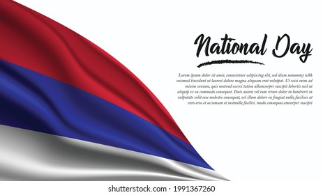 Cartel del Día Nacional con la bandera de la República Srpska. Se usará para el Afiche, Tarjeta de felicitación. Ilustración vectorial.