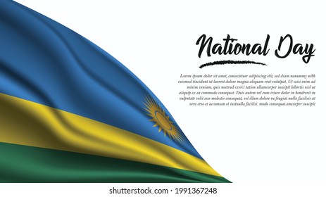 National Day Banner with Rwanda Flag background. It will be used for Poster, Greeting Card. Vector Illustration.