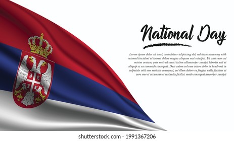 National Day Banner with Serbia Flag background. It will be used for Poster, Greeting Card. Vector Illustration.