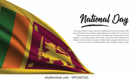National Day Banner with Sri Lanka Flag background. It will be used for Poster, Greeting Card. Vector Illustration.