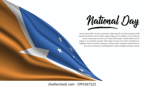 National Day Banner with Tierra de Fuego Flag background. It will be used for Poster, Greeting Card. Vector Illustration.