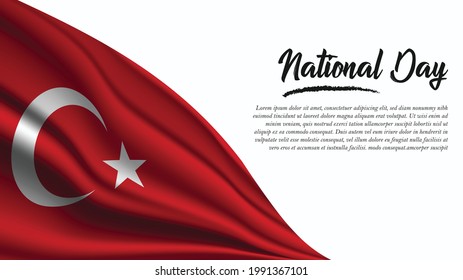 National Day Banner with Turkey Flag background. It will be used for Poster, Greeting Card. Vector Illustration.