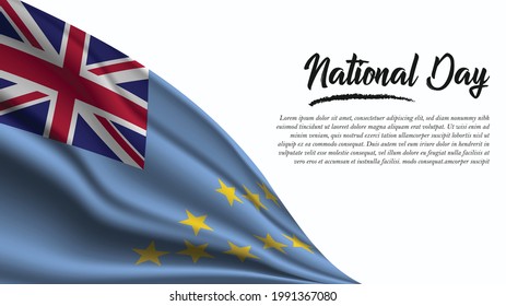 National Day Banner with Tuvalu Flag background. It will be used for Poster, Greeting Card. Vector Illustration.