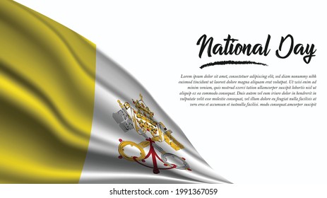 National Day Banner with Vatican City Flag background. It will be used for Poster, Greeting Card. Vector Illustration.