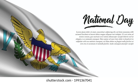 National Day Banner with Virgin Islands Us Flag background. It will be used for Poster, Greeting Card. Vector Illustration.