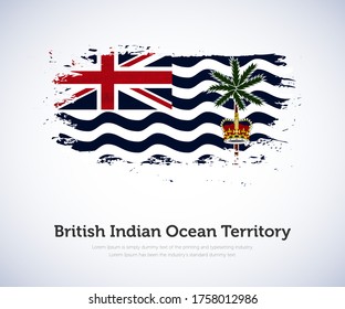National day of British Indian Ocean Territory country. Abstract flag in shape of paint brush stroke with shiny colored background