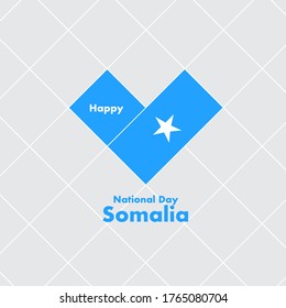 National Day Card Template with Heart Shaped Flag : Somalia Flag : Vector Illustration