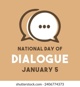 National Day of Dialogue. January 5. Flat design vector. Poster, banner, card, background. Eps 10.