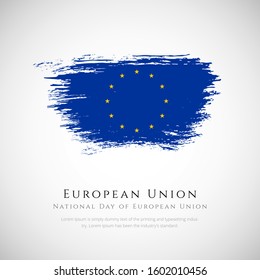 National day of European Union with creative brush flag of European Union