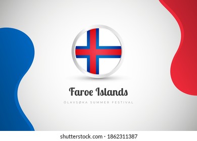 National day of Faroe Islands country with country flag geometric greeting background