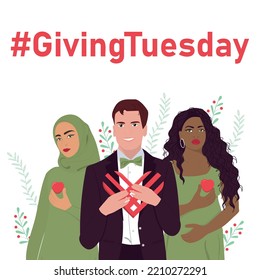 National Day Of Giving (#GIVINGTUESDAY). Charity Campaign Banner Design, Vector Illustration.