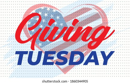 National Day of Giving (#GIVINGTUESDAY) encourages giving back. It takes place the Tuesday after Thanksgiving. Poster, card, banner design. Vector.