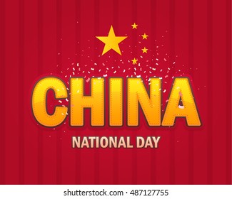 National Day Greeting Card, Badges Design. China Flag Colors Background