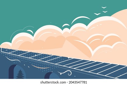National day holiday departure tourist train illustration high-speed rail spring travel home poster