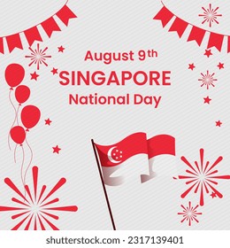National day or Independence day design for singapore celebration. Modern retro design with abstract, balloon and firework icons with thailand color flag. Vector illustration.