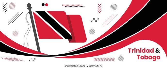 National day or Independence day design for Trinidad and Tobago celebration. Modern retro design with Trinidad and Tobago flag, abstract background