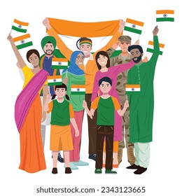 National Day, Indian people celebrating Independence Day