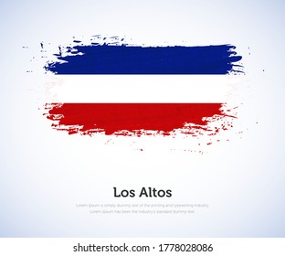 National day of Los Altos country. Abstract flag in shape of paint brush stroke with shiny colored background