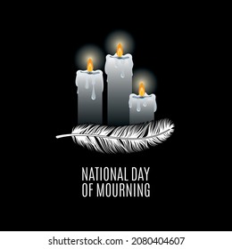 National Day of Mourning vector. Burning mourning candles with one feather vector. National Day of Mourning honoring Native Americans. Important day