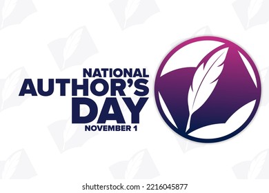 National Author’s Day. November 1. Holiday concept. Template for background, banner, card, poster with text inscription. Vector EPS10 illustration