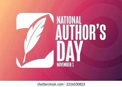 National Author’s Day. November 1. Holiday concept. Template for background, banner, card, poster with text inscription. Vector EPS10 illustration