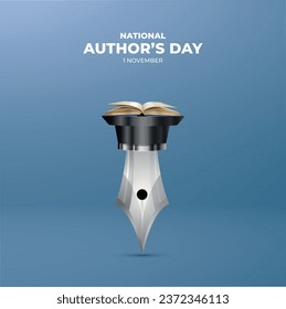 National Author’s Day. November 1. Holiday concept. Template for background, banner, card, poster with text inscription.