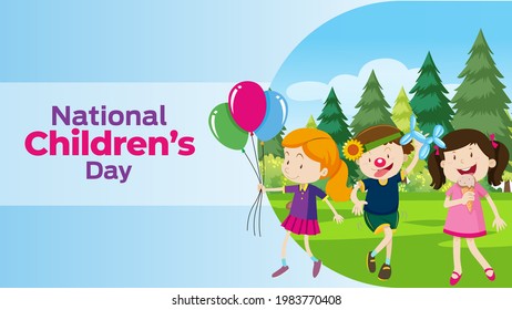 National Children’s Day on june 13 business brochure flyer banner design horizontal template vector, cover presentation abstract, modern publication poster and flag-banner, layout in rectangle size.