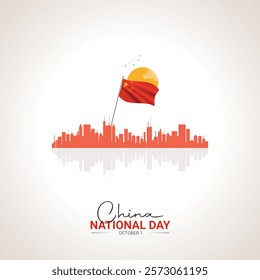 National Day of the People's Republic of China. China National Day creative for social media post