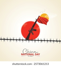 National Day of the People's Republic of China. China National Day creative for social media post