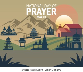 National day of prayer, may o1. Banner, poster, card, postcard, placard, background design