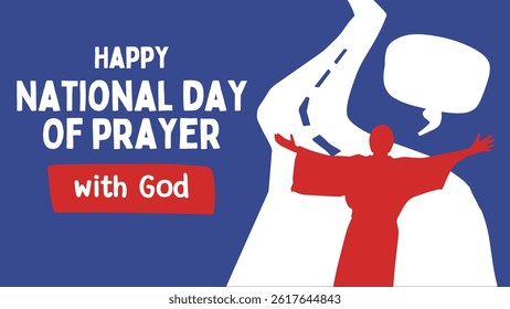 National day of prayer with silhouettes of people praying and copy space suitable for the theme