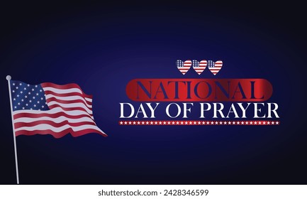 National Day Of Prayer Stylish Text With Usa Flag Design